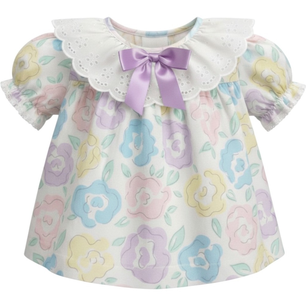 Vintage Disney Winnie the Pooh Pastel Floral Eyelet Lace Top Baby 18 Months USA
